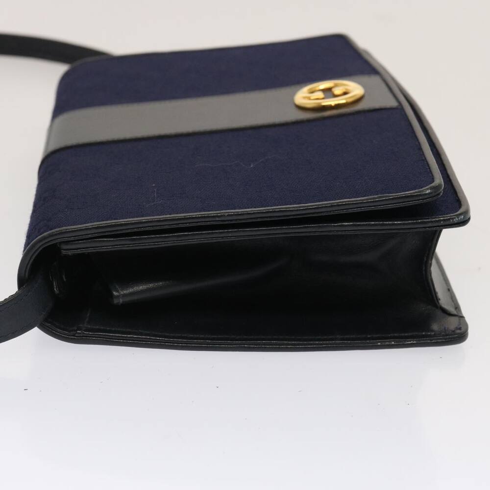 GUCCI GG Canvas Shoulder Bag Navy Black - Picture 5 of 16